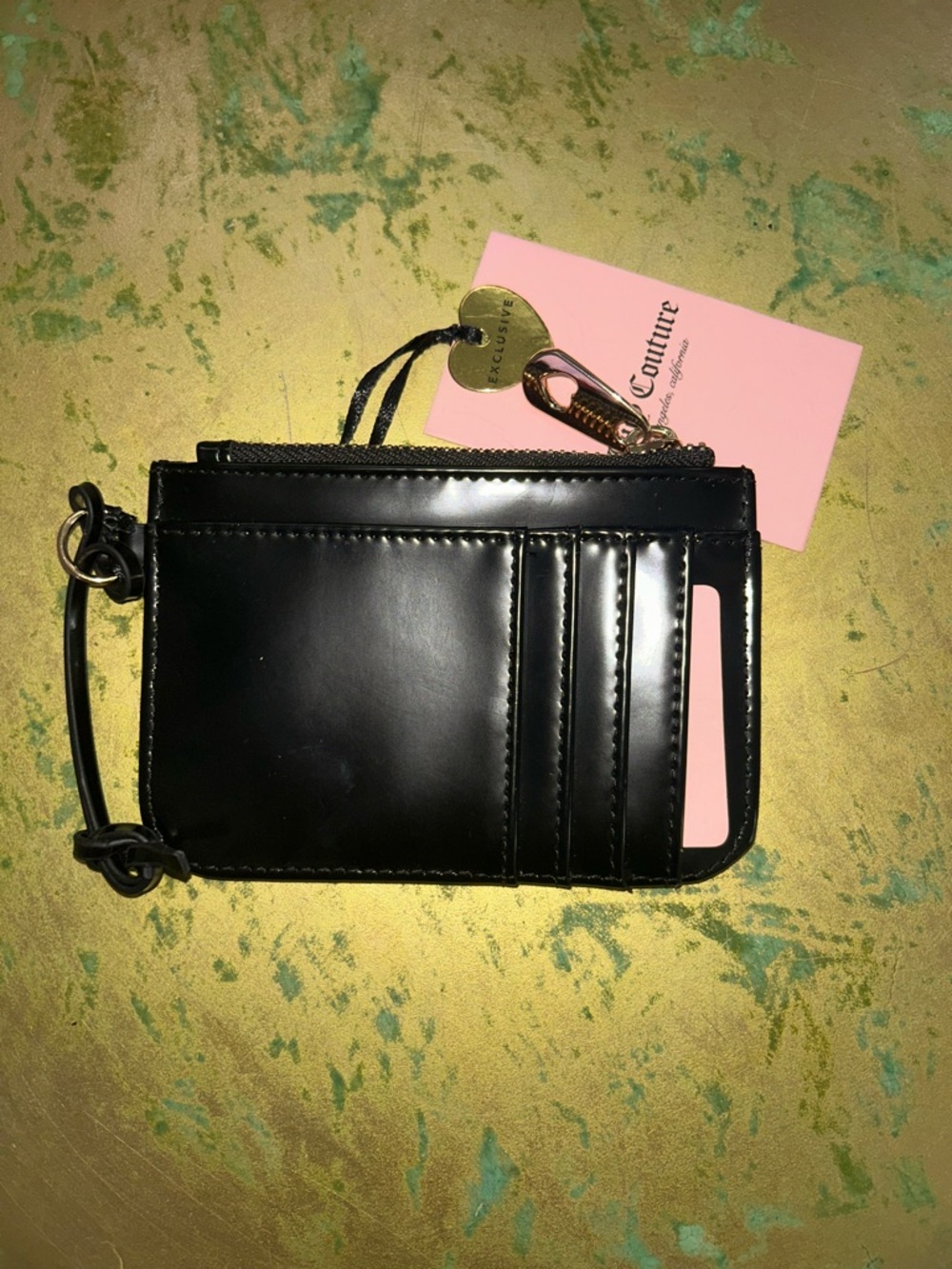 NWT Juicy Couture Black Patent Mini Wristlet - Picture 2 of 6
